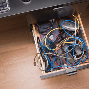 Things to toss from your junk drawer -cables and cords