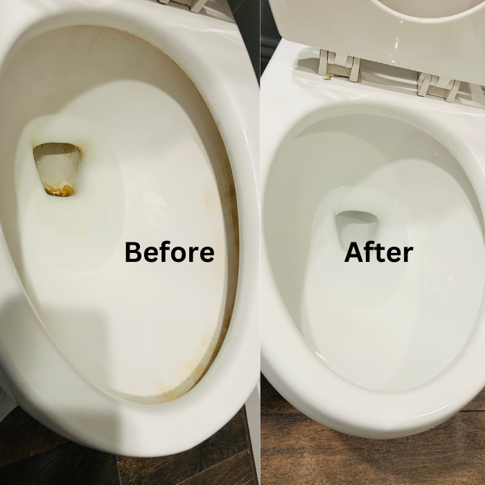 How To Deep Clean A Bathroom Step By Step 4 How to deep clean a bathroom.Before cleaning and after cleaning picture of a toilet.