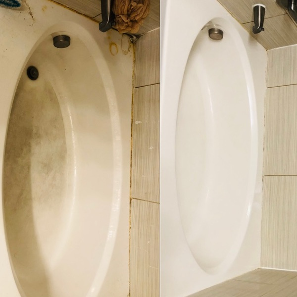 How To Deep Clean A Bathroom Step By Step 3 How to deep clean a bathroom step by step. Before cleaning after cleaning pictures of a bathtub.