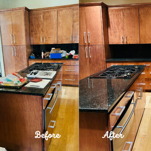 How to declutter kitchen counters. Before and after decluttering.