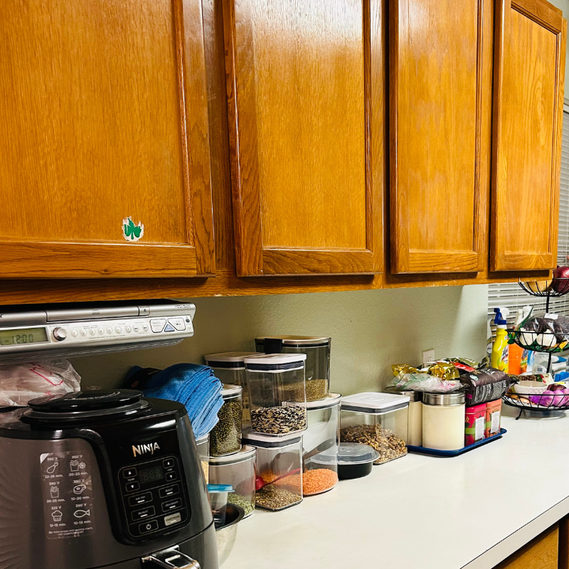 How to declutter kitchen counters -group similar items together