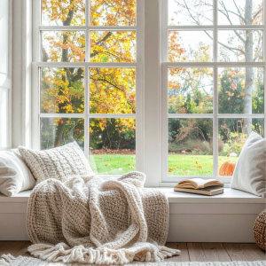 Fall cleaning checklist -window curtains pulled to allow in light in