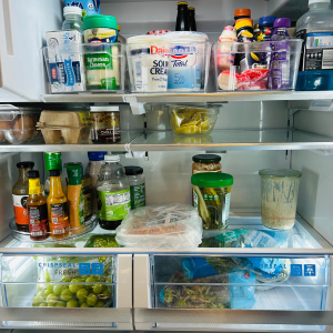 How to organize your fridge to prevent food waste -Food organized in containers